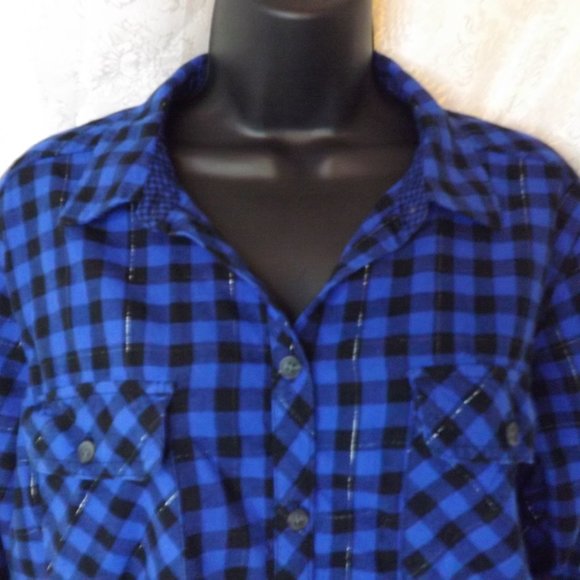 (EUC) Croft & Barrow Buffalo Plaid Blouse- Women's XL - Picture 4 of 9